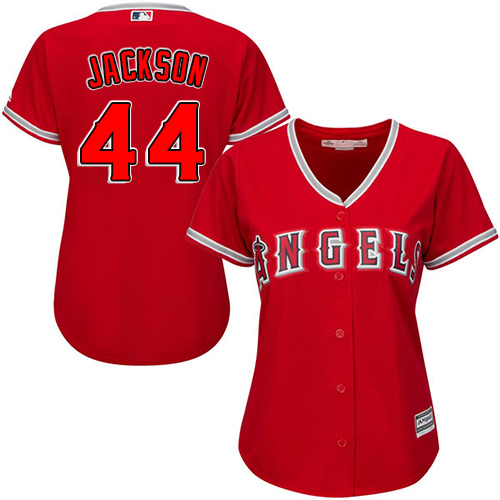 Angels #44 Reggie Jackson Red Alternate Women's Stitched MLB Jersey